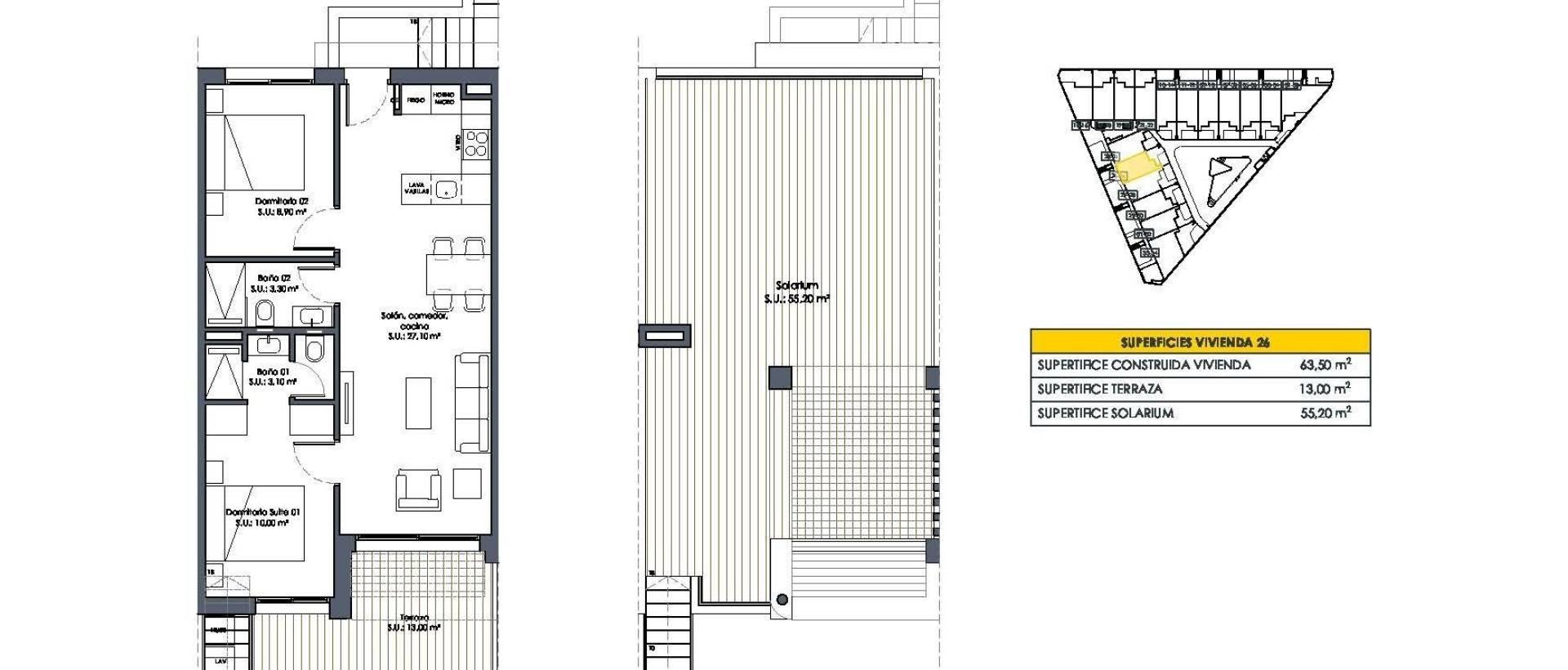 Obra Nueva - Top Floor Bungalow - San Fulgencio - Pueblo