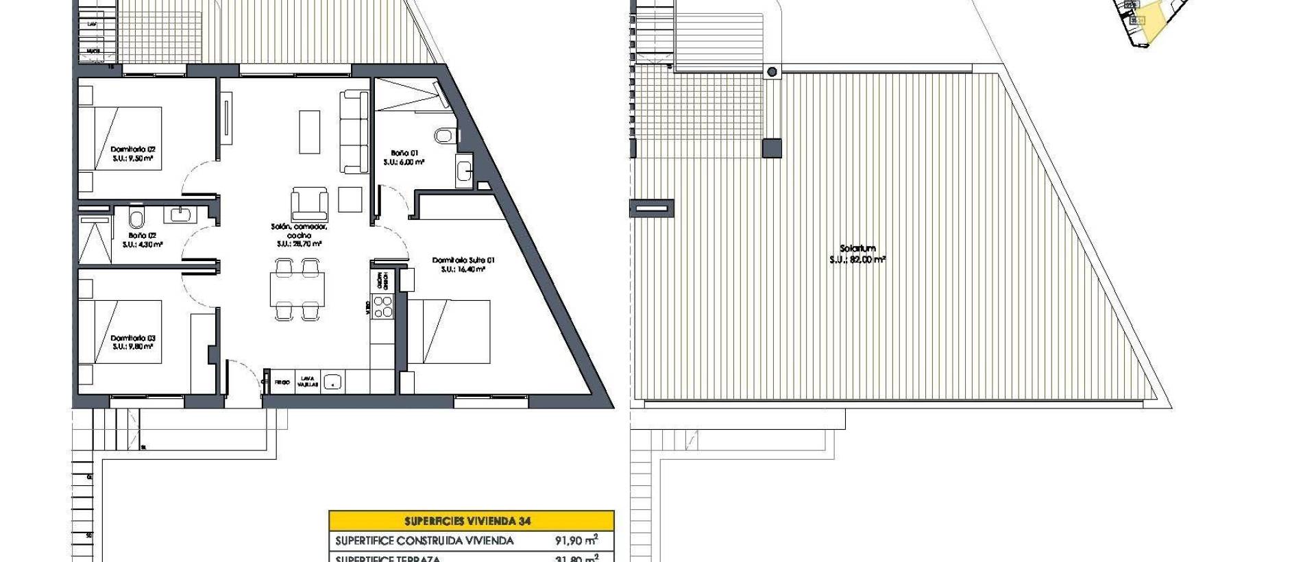 Obra Nueva - Top Floor Bungalow - San Fulgencio - Pueblo