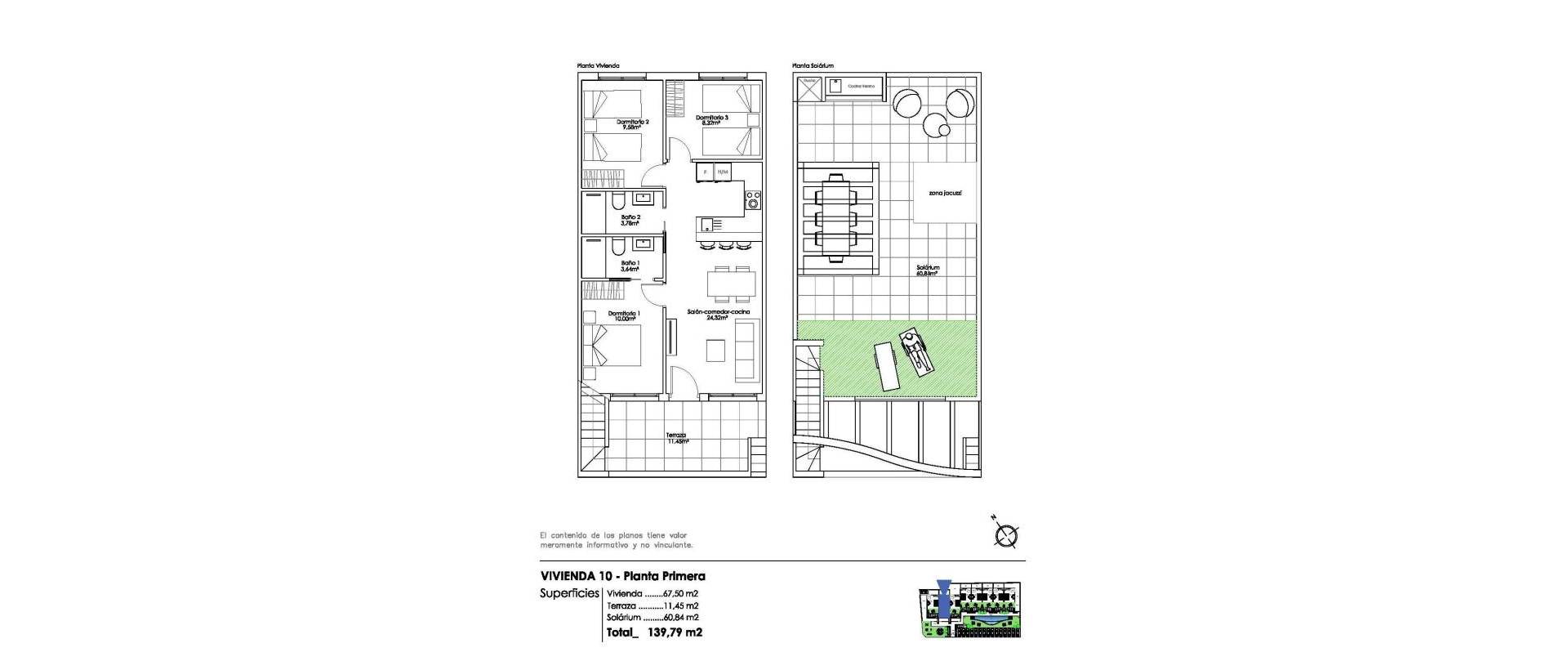 Obra Nueva - Top Floor Bungalow - Pilar de la Horadada - Parque Ramon eugenio Escudero